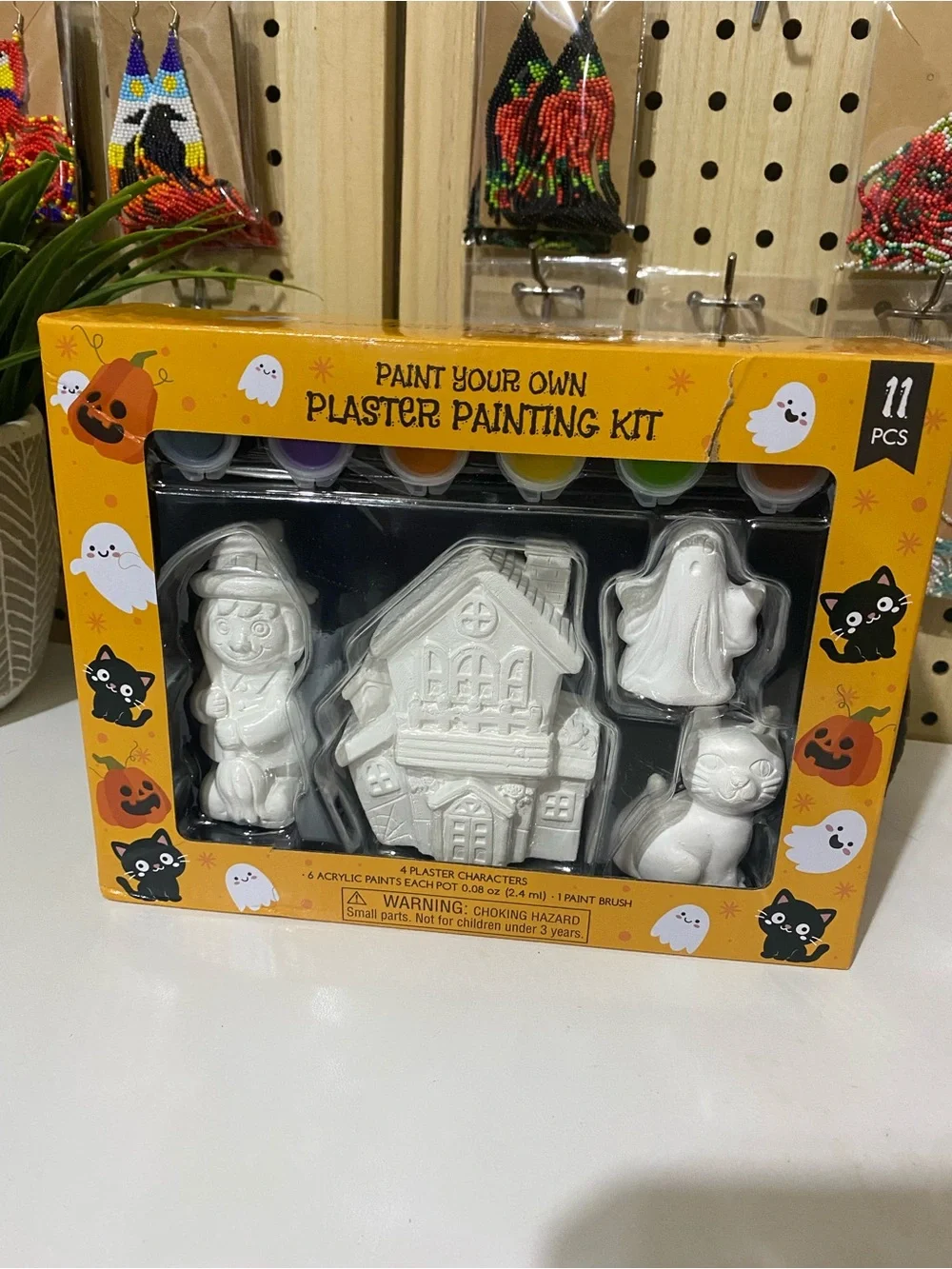 Paint Your Own Halloween plaster painting kit - Ghost, cat, and spooky house